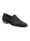 SAKS FIFTH AVENUE MEN'S COLLECTION BY MAGNANNI STARRY NIGHT VELVET SMOKING SLIPPERS,0400095629588
