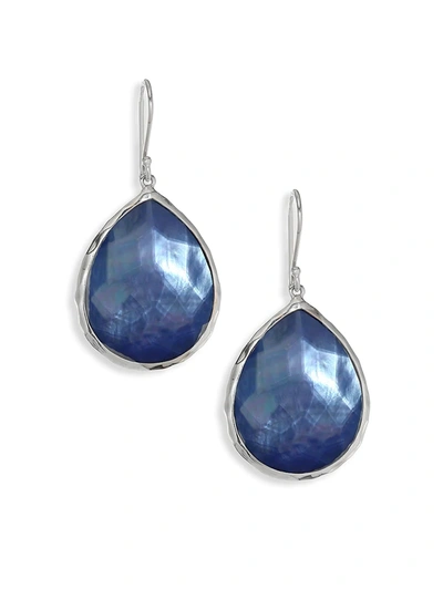 Ippolita Sterling Silver Rock Candy Mother-of-pearl & Lapis Doublet Teardrop Earrings In Blue/silver