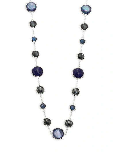 Ippolita Sterling Silver Lollipop Lapis Doublet, London Blue Topaz & Hematite Necklace In Eclipse, 36