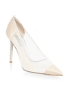 SJP BY SARAH JESSICA PARKER GLASS LEATHER-TRIMMED MESH PUMPS,400096792452