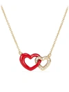 DAVID YURMAN WOMEN'S DOUBLE HEART PENDANT NECKLACE WITH DIAMONDS, RED ENAMEL & 18K GOLD,0400096888485