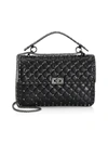 Valentino Garavani Women's Large Rockstud Spike Leather Shoulder Bag In Black