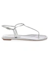 Prada Silver Laminated Thong Sandals In Argento