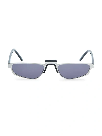 Andy Wolf Ojala Thin Rectangular Sunglasses In Silver Black