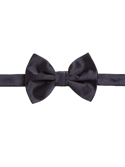 Emporio Armani Pure Silk Bow Tie With Jacquard Micro-motif In Midnight Blue