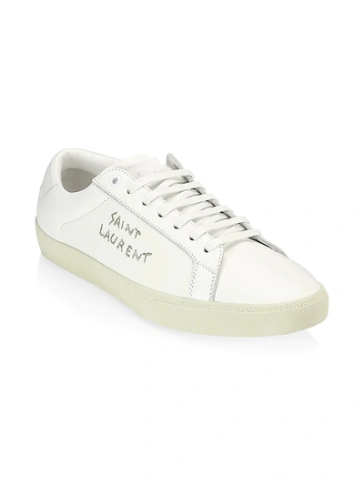 Saint Laurent Court Classic Leather Sneakers In Optic White