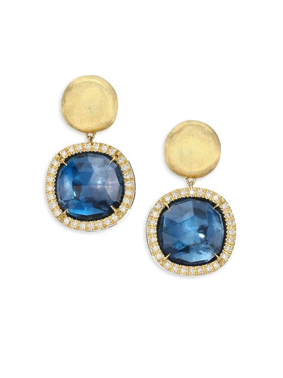 Marco Bicego Jaipur Diamond, Blue Topaz & 18k Yellow Gold Post Earrings