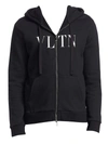 Valentino Logo Zip Up Hoodie In Black