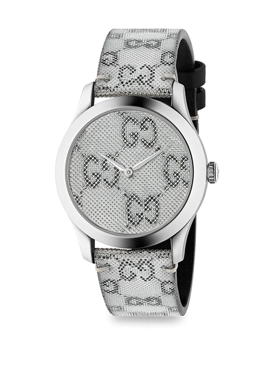 Gucci G-timeless Floating Gg Steel Watch In Silver