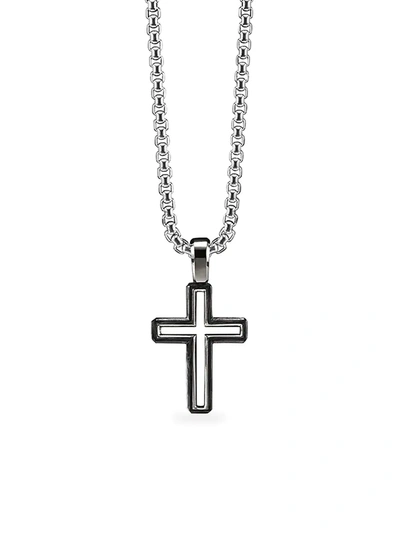 David Yurman Men's Roman Cross Enhancer Sterling Silver Pendant In Black