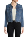 L'agence Janelle Cropped Frayed Stretch-denim Jacket In Authentique