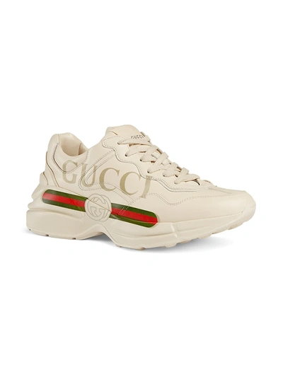 GUCCI WOMEN'S RHYTON GUCCI LOGO LEATHER SNEAKER,400098360547