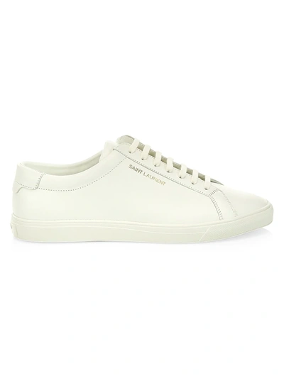 Saint Laurent Gym Low Logo-print Leather Sneakers In White