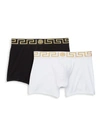 Versace Boxer Briefs Contrast Waistband Elastic Two Pack In White