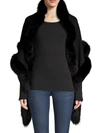 SOFIA CASHMERE SEQUIN FOX FUR-TRIM CASHMERE & SILK SHAWL,400099065687