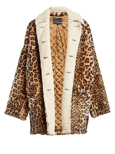 R13 Hunting Leopard Print Shearling-lined Jacket