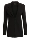 Akris Odette Leather-trimmed Wool-blend Crepe Blazer In Black