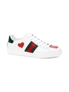 GUCCI WOMEN'S NEW ACE HEART LEATHER SNEAKERS,400099119003