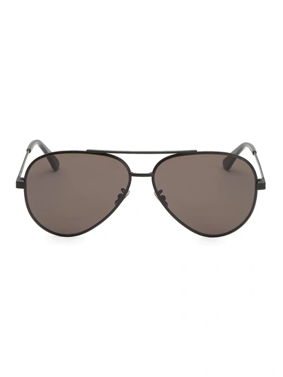 Saint Laurent Men's Classic Zero Brow Bar Aviator Sunglasses, 60mm In Black/black