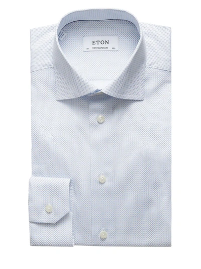 Eton Contemporary-fit Micro Print Long-sleeve Dress Shirt In Blue