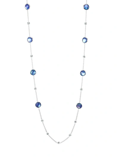 Ippolita Sterling Silver, Rock Candy Mother-of-pearl, Lapis & Clear Quartz Triplet Statement Necklace, 38