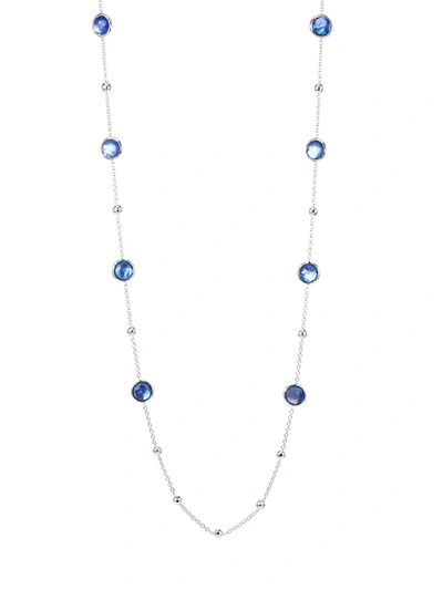 Ippolita Sterling Silver, Rock Candy Mother-of-pearl, Lapis & Clear Quartz Triplet Statement Necklace, 38 In Blue/silver