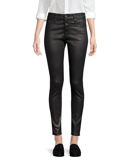 Ag Womens Leatherette Super Black Legging Ankle Leather-look Super-skinny Mid-rise Jeans 29 In Ltt Lt Super Black