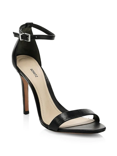 Schutz Women's Cadey-lee Leather Ankle-strap Sandals In Black