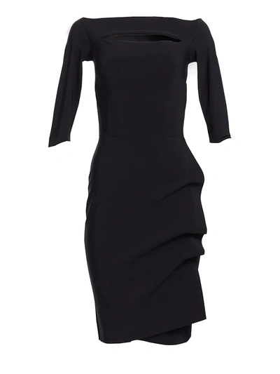 Chiara Boni La Petite Robe Kate Ruffled Three-quarter Sleeve Bodycon Dress In Black
