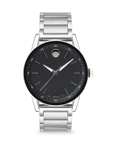 Movado Museum Sport Silver-tone Watch, 42mm In Black/silver