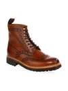 Grenson Fred Commando Wingtip Boots In Tan
