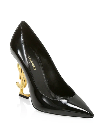 Saint Laurent Women's Opyum Point-toe Patent Leather Pumps In Black