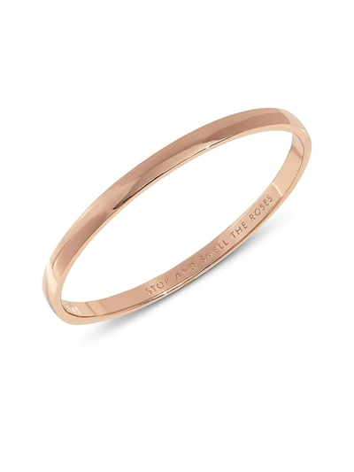 Kate Spade Stop And Smell The Roses Engraved Gold-plated Bangle Bracelet In Rose Gold