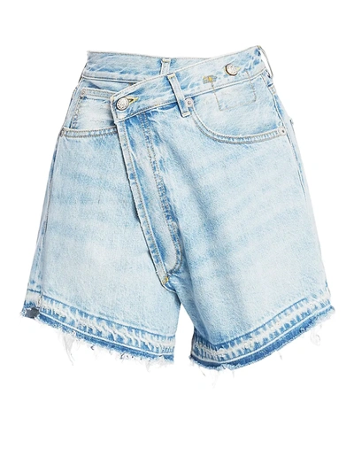 R13 Blue Denim Cross-over Shorts In Tilly