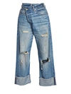 R13 WOMEN'S DISTRESSED CROSSOVER JEANS,400099771797