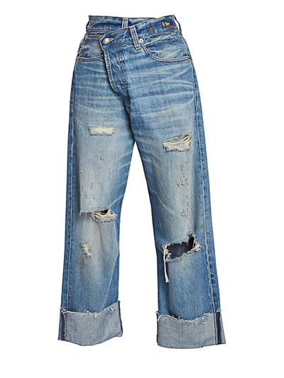 R13 Distressed-finish Straight-leg Jeans In Blue