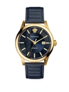 VERSACE AIAKOS AUTOMATIC LEATHER STRAP WATCH,400099787411