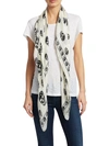 Alexander Mcqueen Pink Modal Skull Biker Scarf In White,black