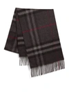 Burberry Men's Classic Check Cashmere Fringe Scarf In Charcoal