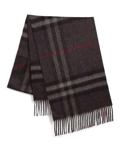 Burberry Men's Classic Check Cashmere Fringe Scarf In Charcoal