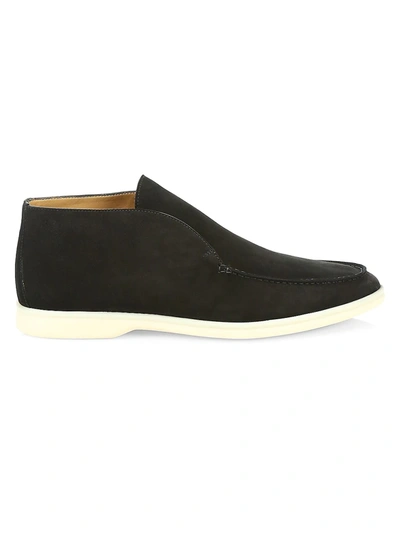 Loro Piana Polacchino Suede Slip-on Chukka Boots In Black