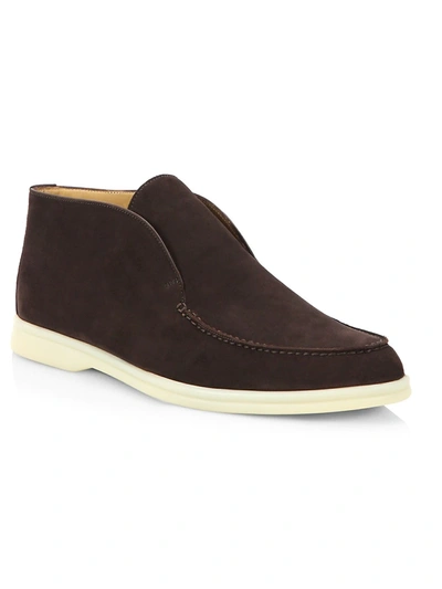 Loro Piana Polacchino Suede Slip-on Chukka Boots In Chocolate