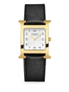 HERMES WOMEN'S HEURE H 30MM GOLDPLATED STAINLESS STEEL & LEATHER STRAP WATCH,408129814834