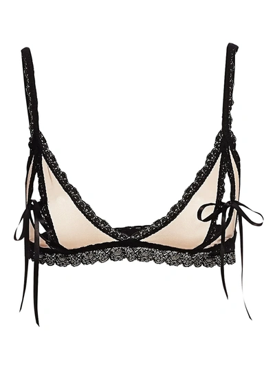 Hanky Panky After Midnight Stretch Tulle Peekaboo Bralette In Mocha Black