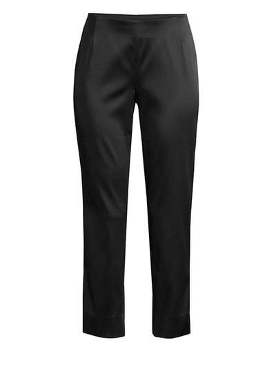 Lafayette 148 Belle Satin Cloth Stanton Pants In Black