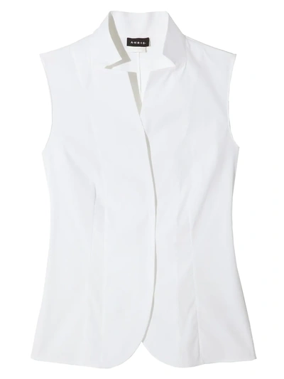 Akris Notched Stand-collar Sleeveless Button-front Blouse In White