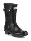 Hunter Rubber Short Buckle Rain Boots In Black