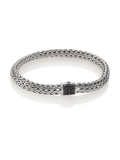 John Hardy Classic Chain Sterling Silver Lava Medium Bracelet With Black Sapphire In Metallic