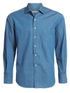 Loro Piana Andre Cotton-chambray Shirt In Blue