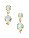 Temple St Clair Double Drop Earrings With Royal Blue Moonstone And Diamonds In 18k Yellow Gold